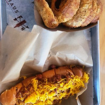 Farmhaus Burger - Chilli cheese dog and onion rings - Burgers Near Me - Augusta, Georgia Farmhaus Burger - Chilli cheese dog and onion rings - Burgers Near Me - Augusta, Georgia