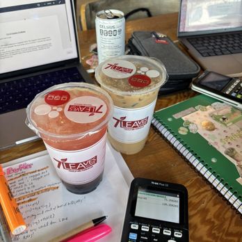 7 Leaves Cafe - Strawberry Sunset Passion Iced Assam Milk Tea Iced - Coffee & Tea Near Me - San Jose, California