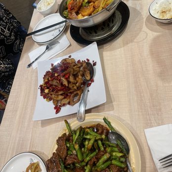 Red Chilli House - D4. Beef In Dry Hot Pot  D4,  B1. Boiled Pork Intestines In Chili Sauce B1. 30. Beef With Asparagus 30. All excellent - Szechuan Near Me - Rancho Cucamonga, California