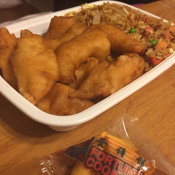 Penda Chinese - Sweet and sour chicken dinner (sauce not pictured) comes with pork fried rice and soup or egg roll. - Chinese Near Me - Orlando, Florida Penda Chinese - Sweet and sour chicken dinner (sauce not pictured) comes with pork fried rice and soup or egg roll. - Chinese Near Me - Orlando, Florida