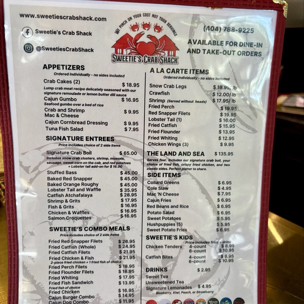 Sweeties Crab Shack - Menu - Soul Food Near Me - Marietta, Georgia