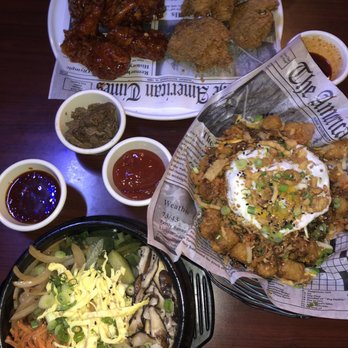 bb.q Chicken Allston - Top: Combo with Secret Sweet; Middle: Bulgogi Tater Tots (got the bulgogi on the side); Bottom: Veggie Bibimbap - Korean Near Me - Boston, Massachusetts bb.q Chicken Allston - Top: Combo with Secret Sweet; Middle: Bulgogi Tater Tots (got the bulgogi on the side); Bottom: Veggie Bibimbap - Korean Near Me - Boston, Massachusetts
