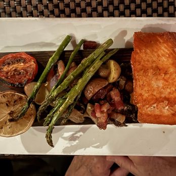 Six Seven Restaurant - Sal Cedar Planked Salmon* - New American Near Me - Seattle, Washington