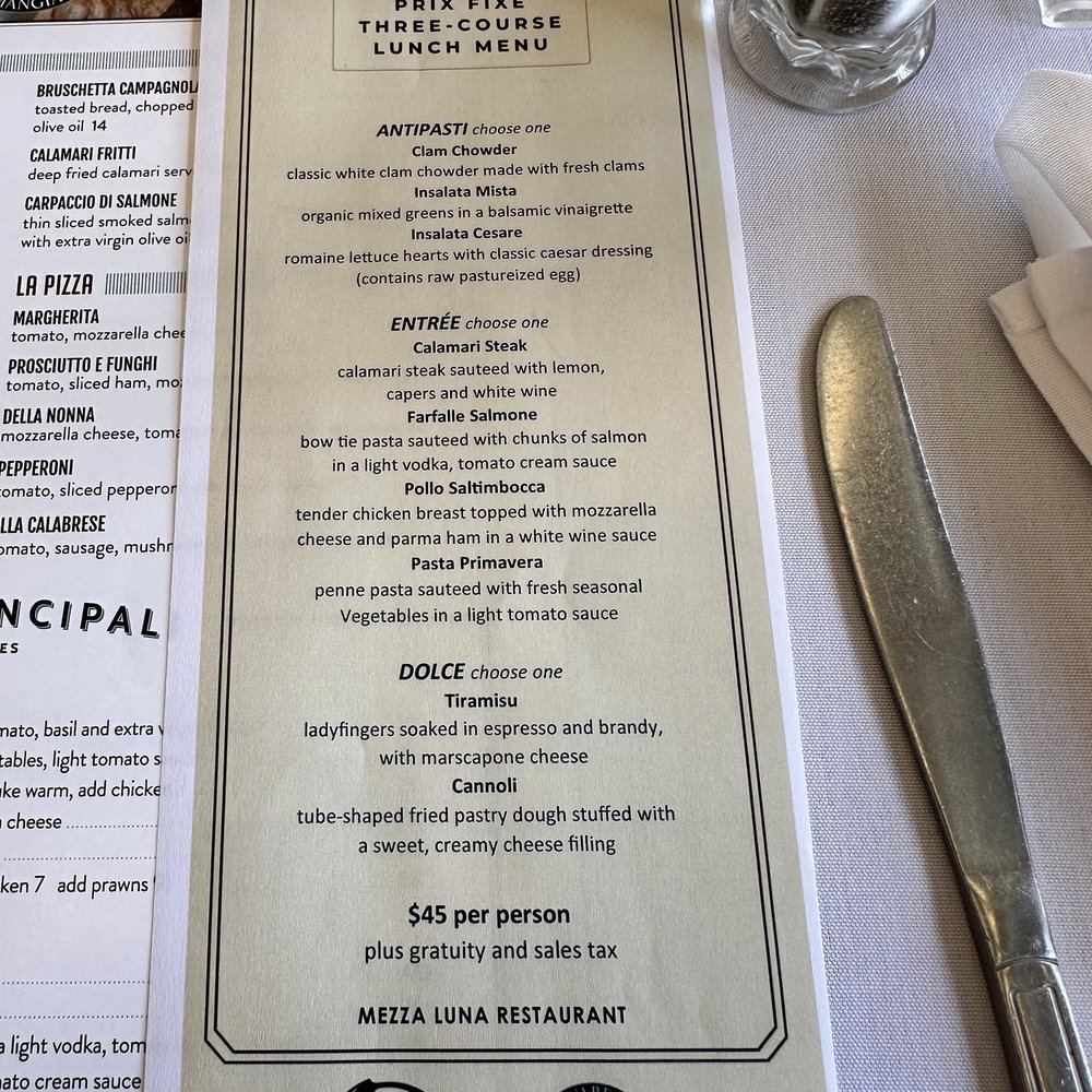 Mezza Luna Restaurant - Fixed menu (if you want one) - Italian Near Me - Half Moon Bay, California Mezza Luna Restaurant - Fixed menu (if you want one) - Italian Near Me - Half Moon Bay, California