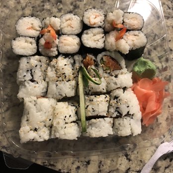 Sushi Love - Ebi shrimp rolls (2, top) and spicy tuna rolls (2, bottom) - Sushi Bars Near Me - Durham, North Carolina Sushi Love - Ebi shrimp rolls (2, top) and spicy tuna rolls (2, bottom) - Sushi Bars Near Me - Durham, North Carolina