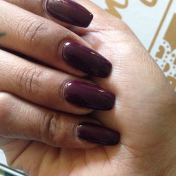 Luxury Nails Spa - Love this vampy color that Kim got for me! The shape and thickness are just right! Acrylic fill with gel color change. ($35) - Nail Salons Near Me - San Jose, California Luxury Nails Spa - Love this vampy color that Kim got for me! The shape and thickness are just right! Acrylic fill with gel color change. ($35) - Nail Salons Near Me - San Jose, California