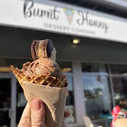 Burnt Honey Dessert Company - Chocolate Hazelnut with a Nanaimo Bar macaroon - outstanding!!