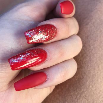 Amazing Nails & Spa - My fave   Matte red with a pop. - Nail Salons Near Me - Tracy, California