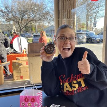 Dunkin' - Awesome Sachem East mom with her delicious free donut. - Coffee & Tea Near Me - Holtsville, New York