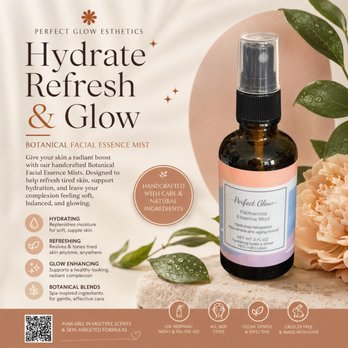 Perfect Glow Esthetics - Handcrafted, customized Hydrate, Refresh & Glow Botanical Facial Essence Mist - Skin Care Near Me - Wichita, Kansas Perfect Glow Esthetics - Handcrafted, customized Hydrate, Refresh & Glow Botanical Facial Essence Mist - Skin Care Near Me - Wichita, Kansas