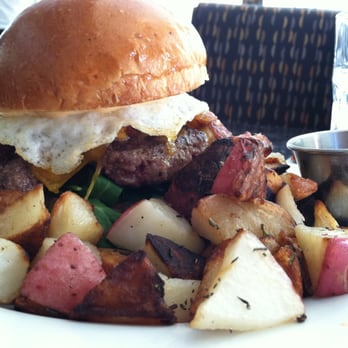 Blu Jam Cafe - Brunch Burger! Wagyu beef patty, wild arugula, fried egg, bacon, chipotle sauce heaven heaven heaven. - Breakfast & Brunch Near Me - Sherman Oaks, California Blu Jam Cafe - Brunch Burger! Wagyu beef patty, wild arugula, fried egg, bacon, chipotle sauce heaven heaven heaven. - Breakfast & Brunch Near Me - Sherman Oaks, California