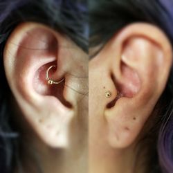 Red Hot Tattoo - 14kt Yellow Gold on Daith & Tragus piercing @personalartform