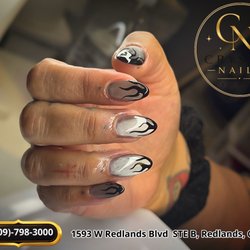 Crystal Nails & Spa - Black Flame Nails  Gel-x Redlands