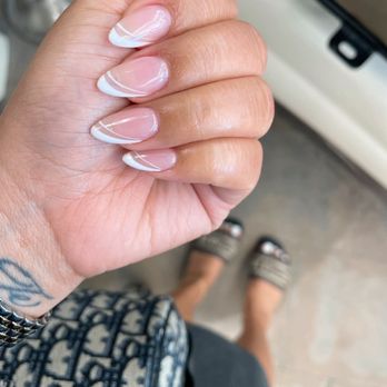 Long Beach Nails & Spa - Angled French Tip, Almond Shape. - Nail Salons Near Me - Long Beach, California Long Beach Nails & Spa - Angled French Tip, Almond Shape. - Nail Salons Near Me - Long Beach, California