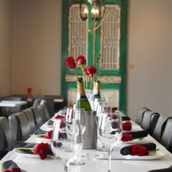 Seven Doors Kitchen & Cocktails - Simple and elegant table decor in the private room  at SDK