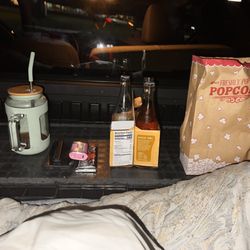 Crayons Cinema - And here is our little set up for our movie. We watched it in the back of our truck. We got popcorn and cream sodas