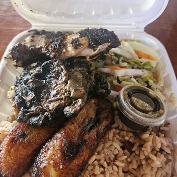 Kings & Queens - Jerk chicken plate. Comes with rice and peas, cabbage and plantains - Food Trucks Near Me - Pflugerville, Texas