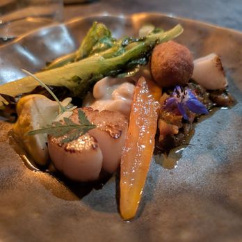 By Handson - Scallop Koji Potato Puree, Stuffed olives / samfaina - Wine Tasting Room Near Me - Vancouver, British Columbia By Handson - Scallop Koji Potato Puree, Stuffed olives / samfaina - Wine Tasting Room Near Me - Vancouver, British Columbia