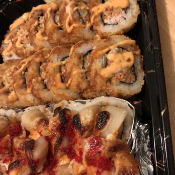 Sushi & More - bottom bay scallop roll, top is crunchy CA roll - Japanese Near Me - Alameda, California Sushi & More - bottom bay scallop roll, top is crunchy CA roll - Japanese Near Me - Alameda, California