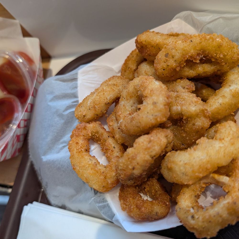 Calamari rings were delicious -- lightly battered and fresh