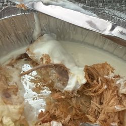 Fiesta Mexican Restaurant - That is a bone in my pollo Fundio.  Thus is very upsetting .   Ordered online and delivered . What if I had swallowed this