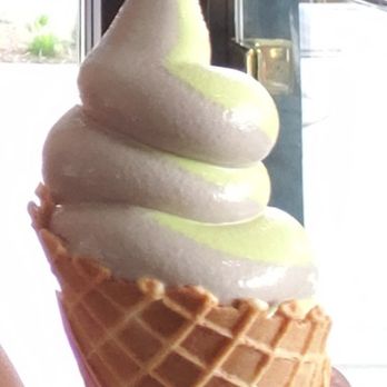 Momo Cafe - Swirl Matcha + black sesame soft serve in a cone ($6.50) - Desserts Near Me - Atlanta, Georgia Momo Cafe - Swirl Matcha + black sesame soft serve in a cone ($6.50) - Desserts Near Me - Atlanta, Georgia
