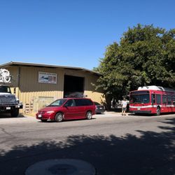 Chavez Auto Body - I like the Unitrans (UC Davis) bus out front.