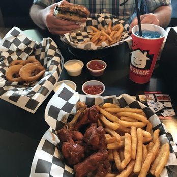 Fat Shack - Lunch specials! Plus trying the best onion rings. Great burger, great drums and seriously crispy yummy textured fries. - Chicken Wings Near Me - Fort Worth, Texas