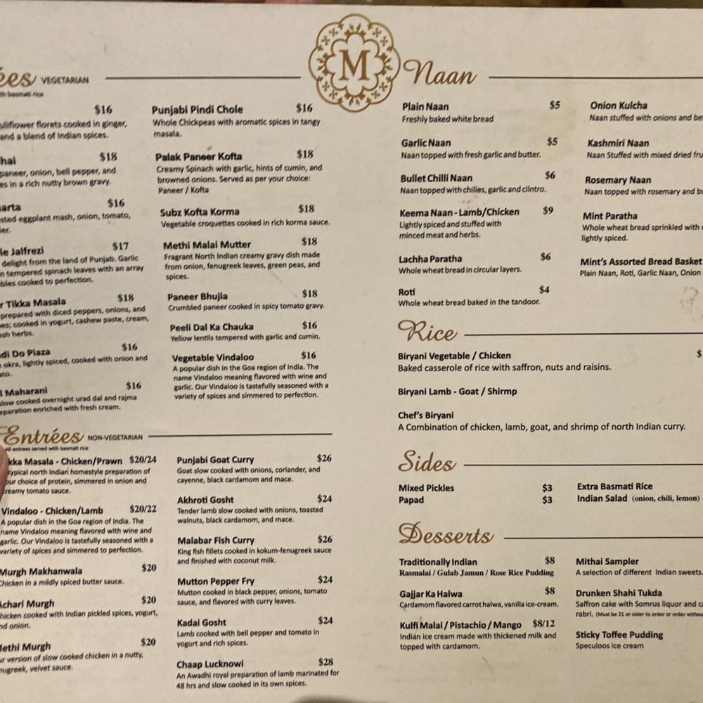 The Mint Room - Menu - Indian Near Me - Bel Air, Maryland The Mint Room - Menu - Indian Near Me - Bel Air, Maryland