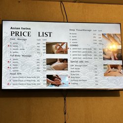 Asian Twins Foot Massage Center - Price List featuring the recently added Head Spa Service.