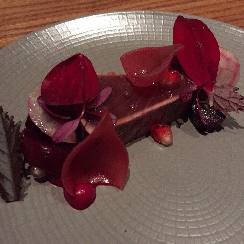Lazy Bear - Modorigatsuo (Pomegranate, Beets, Pink Peppercorn, Meyer Lemon) - New American Near Me - San Francisco, California Lazy Bear - Modorigatsuo (Pomegranate, Beets, Pink Peppercorn, Meyer Lemon) - New American Near Me - San Francisco, California