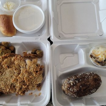 Cotton Patch Cafe - a tray of food and a spoon - American Near Me - Lewisville, Texas Cotton Patch Cafe - a tray of food and a spoon - American Near Me - Lewisville, Texas