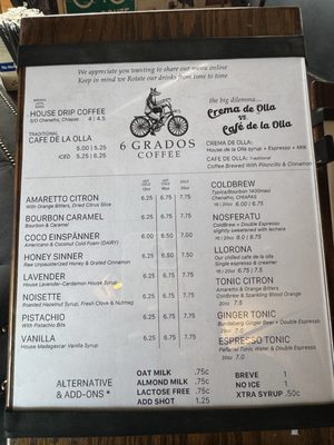 Menu photo 4 6 Grados Coffee San Diego, CA