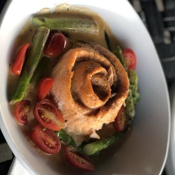 Fishbones- Southfield - Atlantic Salmon Rosette Lunch also came with potato's (not pictured) - Cajun/Creole Near Me - Southfield, Michigan Fishbones- Southfield - Atlantic Salmon Rosette Lunch also came with potato's (not pictured) - Cajun/Creole Near Me - Southfield, Michigan