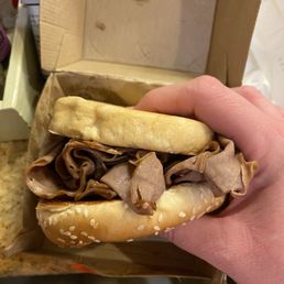 Sandwich 1: 1/2 pound roast beef sandwich with hardly any meat