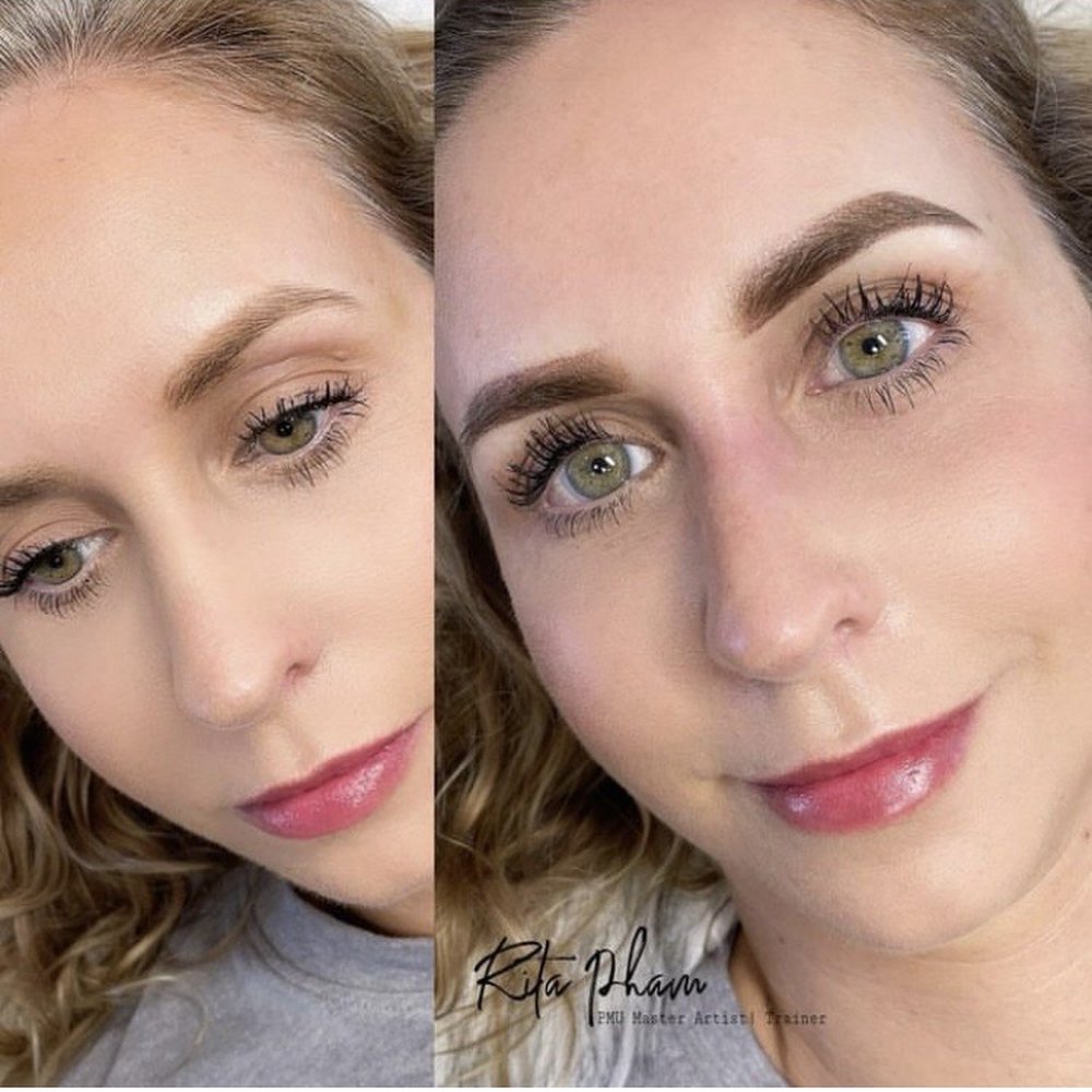Eyebrows before and after first treatment