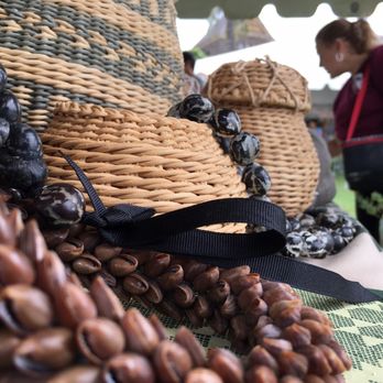 Bishop Museum - Weaved baskets and shell leis on display at the Grow Hawaiian Festival - Museums Near Me - Honolulu, Hawaii