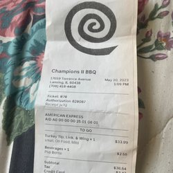 Champions II Bbq - Think I'm lying?  Receipts