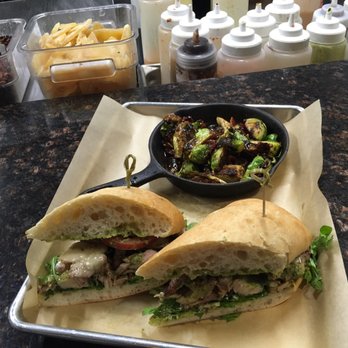 Fork & Fig - Pesto chicken with the Brussels sprouts straight from he Lord's table - Burgers Near Me - Albuquerque, New Mexico Fork & Fig - Pesto chicken with the Brussels sprouts straight from he Lord's table - Burgers Near Me - Albuquerque, New Mexico