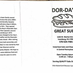 Dor Day's Sub Shop - Dor-Day's Sub Shop menu - cover