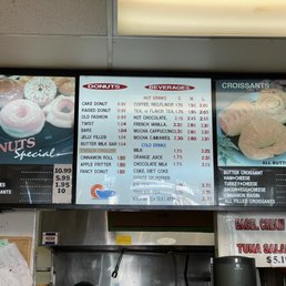Bread Donuts and Beverages Menu