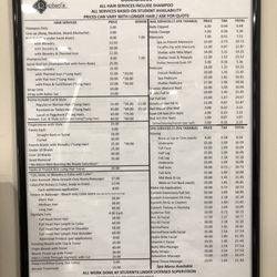 Raphael's School of Beauty Culture Salon - Menu of services