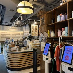The counter and ordering kiosk.