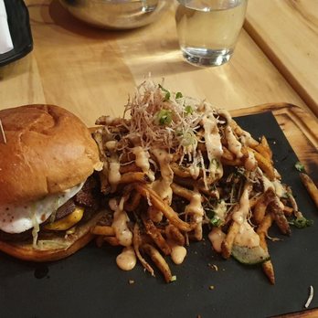Inspire Restaurant - OG Insp Burger with Pulled Pork Frites - Asian Fusion Near Me - Markham, Ontario