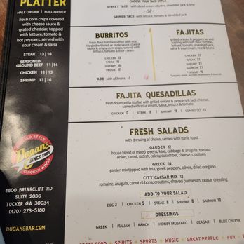 Dugan's Sports Grill - Menu - Sports Bars Near Me - Tucker, Georgia
