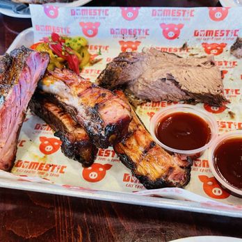 Domestic - Brisket - 1 lb. - super fatty / 1/2 slab St. Louis Pork Ribs - tasted soapy & gross - Barbeque Near Me - Covina, California