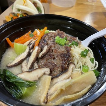 Suzy Siu's Baos - creamy vegan ramen with impossible patty - Korean Near Me - Atlanta, Georgia Suzy Siu's Baos - creamy vegan ramen with impossible patty - Korean Near Me - Atlanta, Georgia