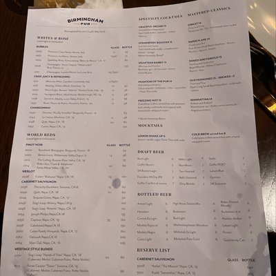 Menu photo 4 Birmingham Pub Birmingham, MI