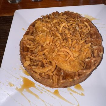 Waffletto Coffee & Waffles - Chicken and waffle with crispy onions - Waffles Near Me - Goodyear, Arizona Waffletto Coffee & Waffles - Chicken and waffle with crispy onions - Waffles Near Me - Goodyear, Arizona