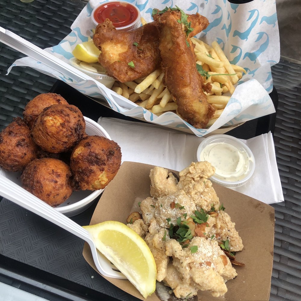 Doxie Slush - Fish and chips, Garlic Cotija wings, and Manchego beignets - Seafood Near Me - Hermann, Missouri Doxie Slush - Fish and chips, Garlic Cotija wings, and Manchego beignets - Seafood Near Me - Hermann, Missouri